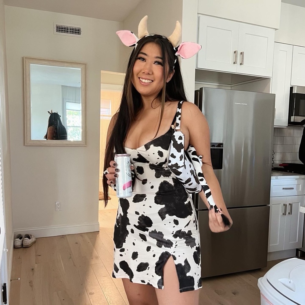 Cow print Knit Slip Dress